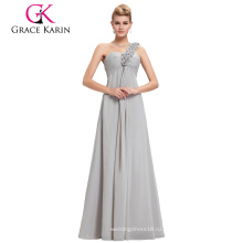 Грейс Карин шифон длиной до пола одно плечо цветочные ремень длинный большой размер женщин платье вечернее платье CL3402-3#
